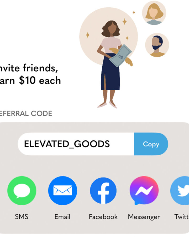 screenshot of a Poshmark app screen with a referral code.