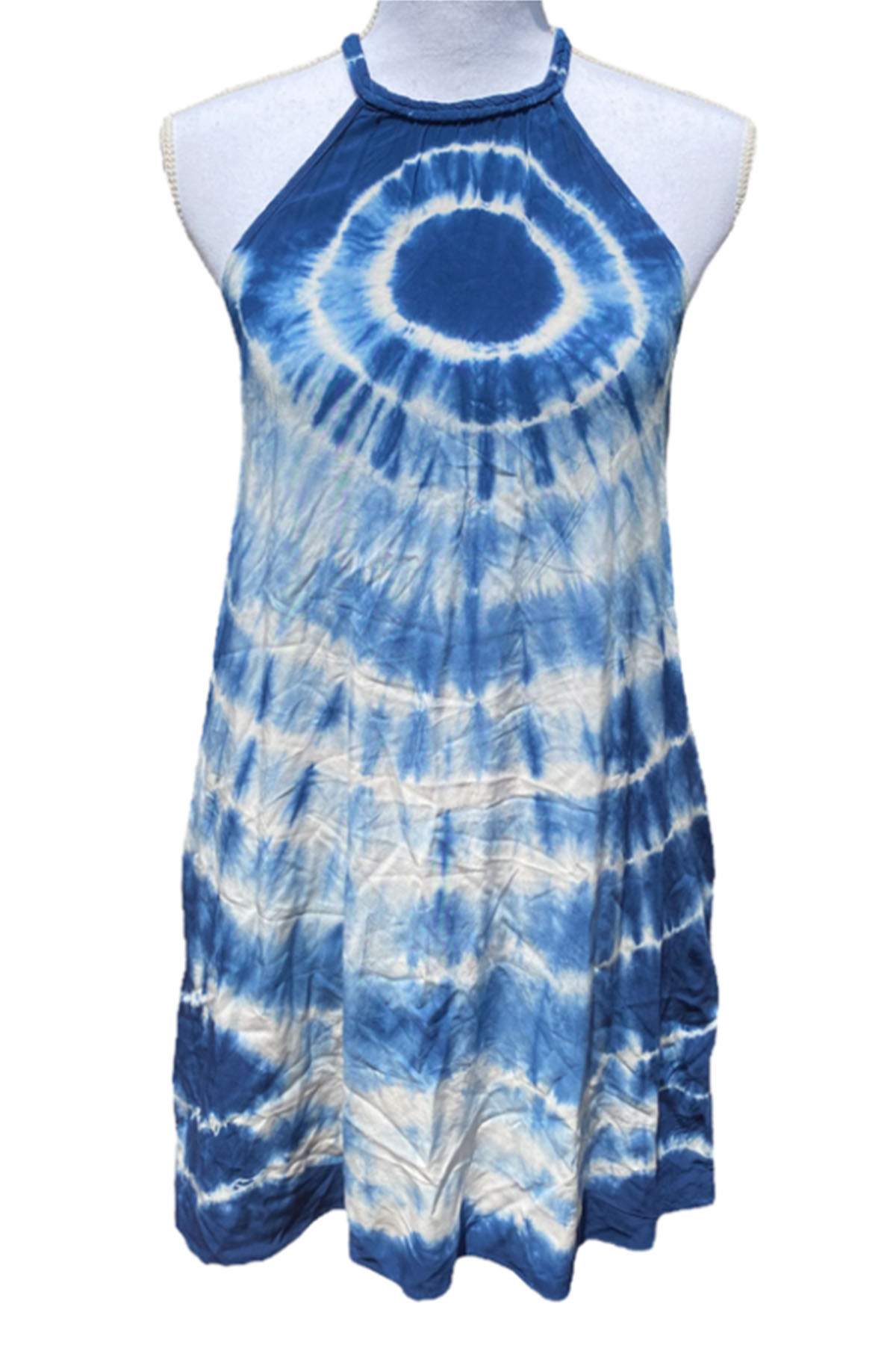 a blue and white tie dye american eagle dress.