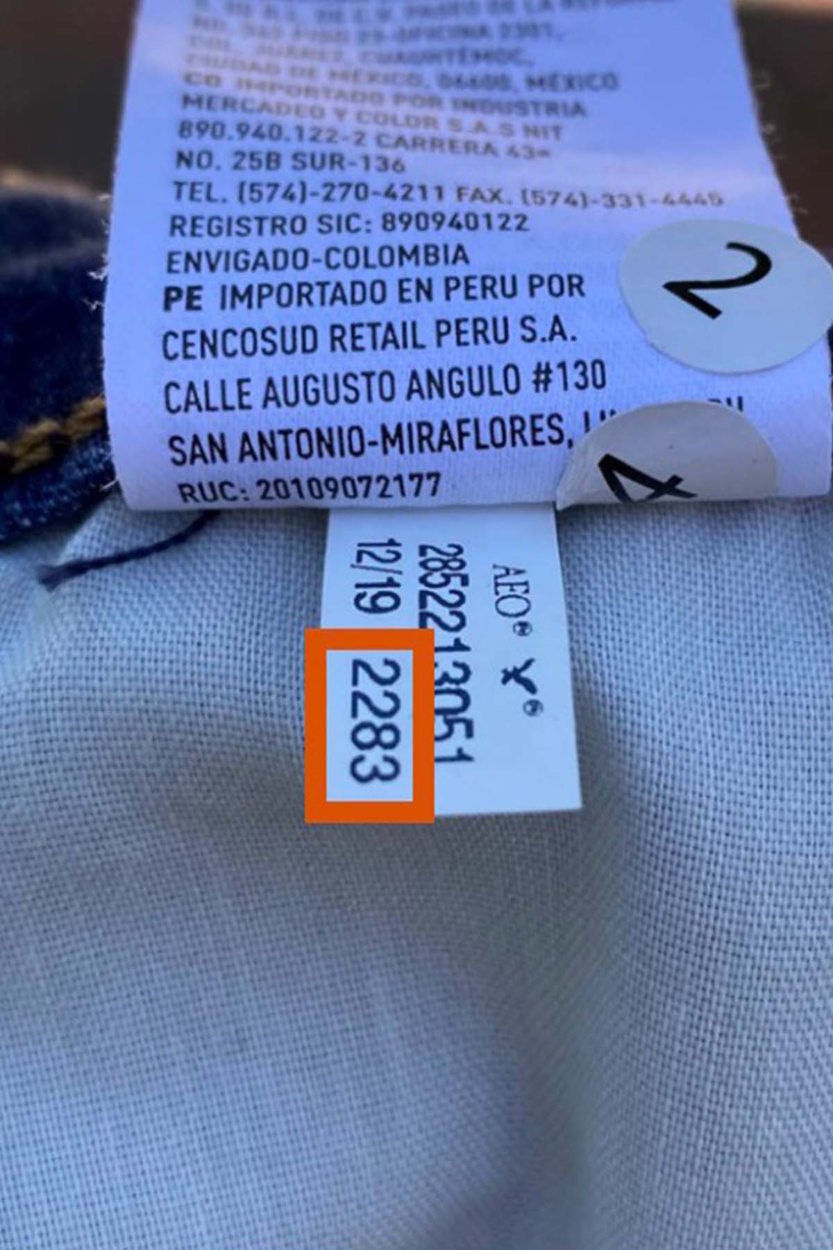 an american eagle style number tag.