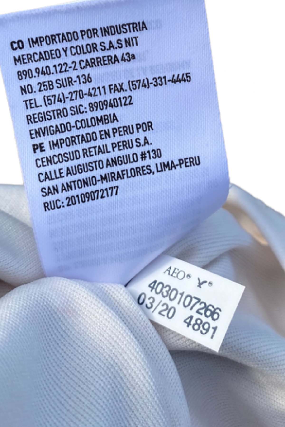 an american eagle style number tag.