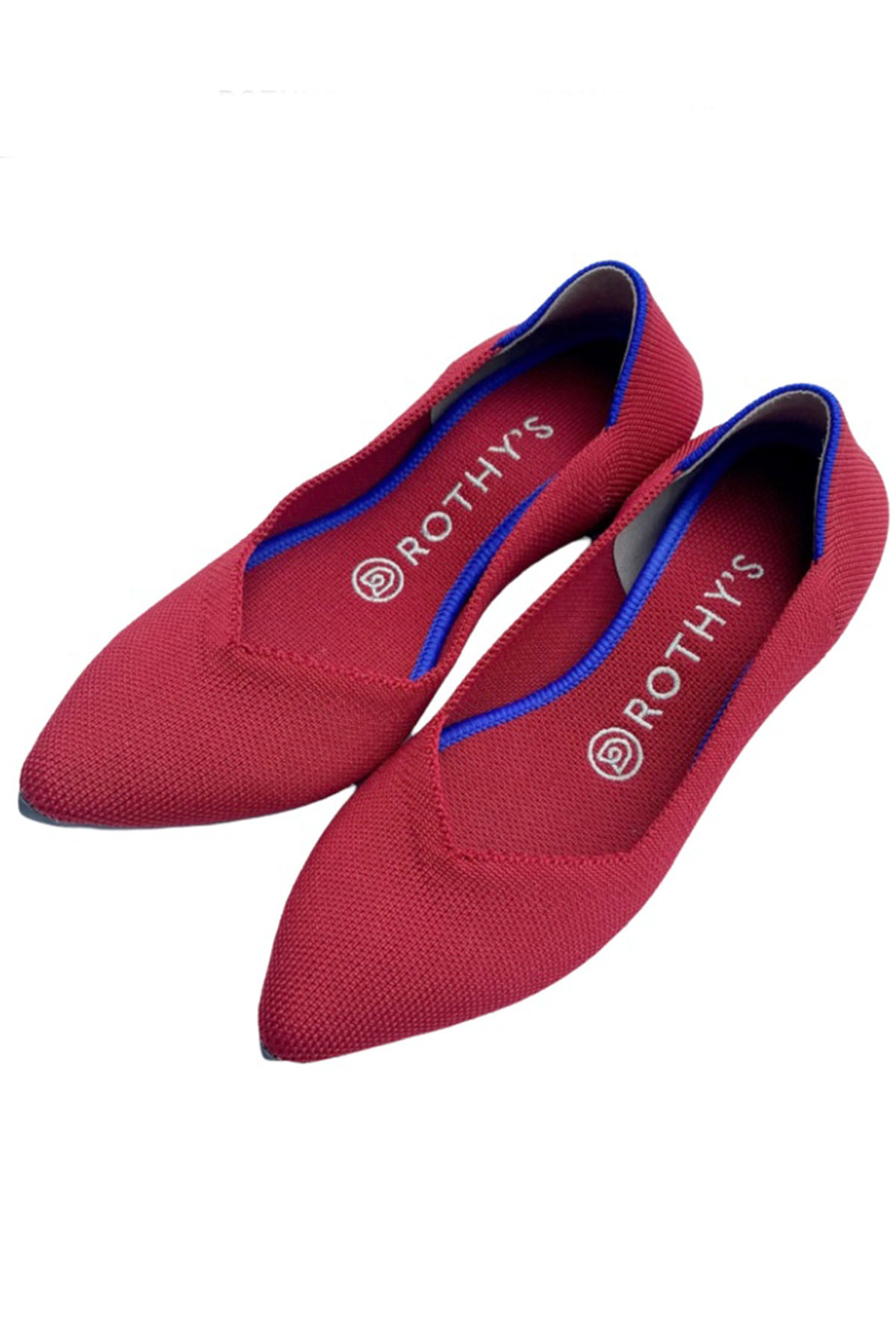 pair of red rothy's casual flat shoes.