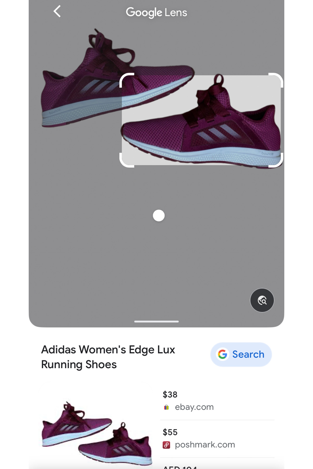 screenshot of a google image search for a pair of adidas shoes.