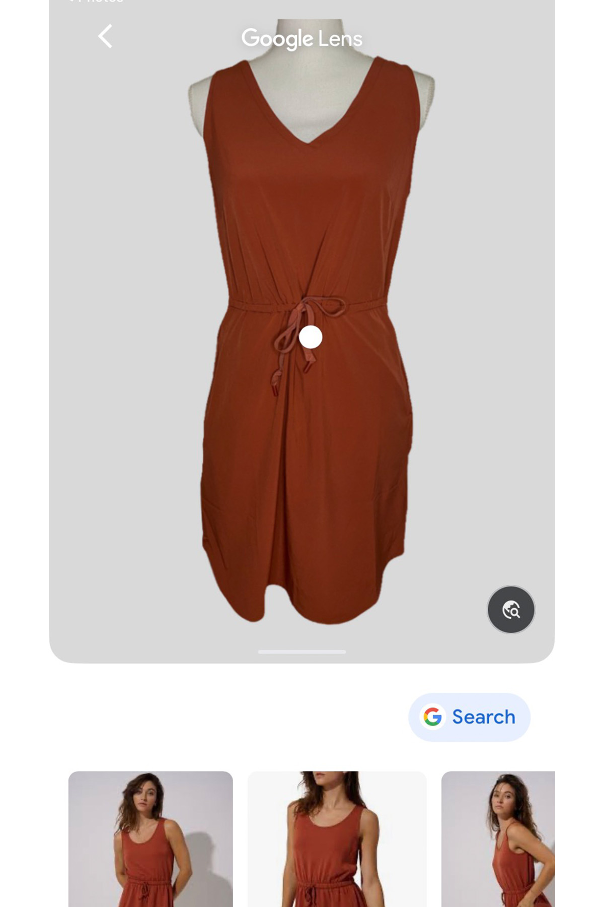 screenshot of a google lens search for an eddie bauer dress.