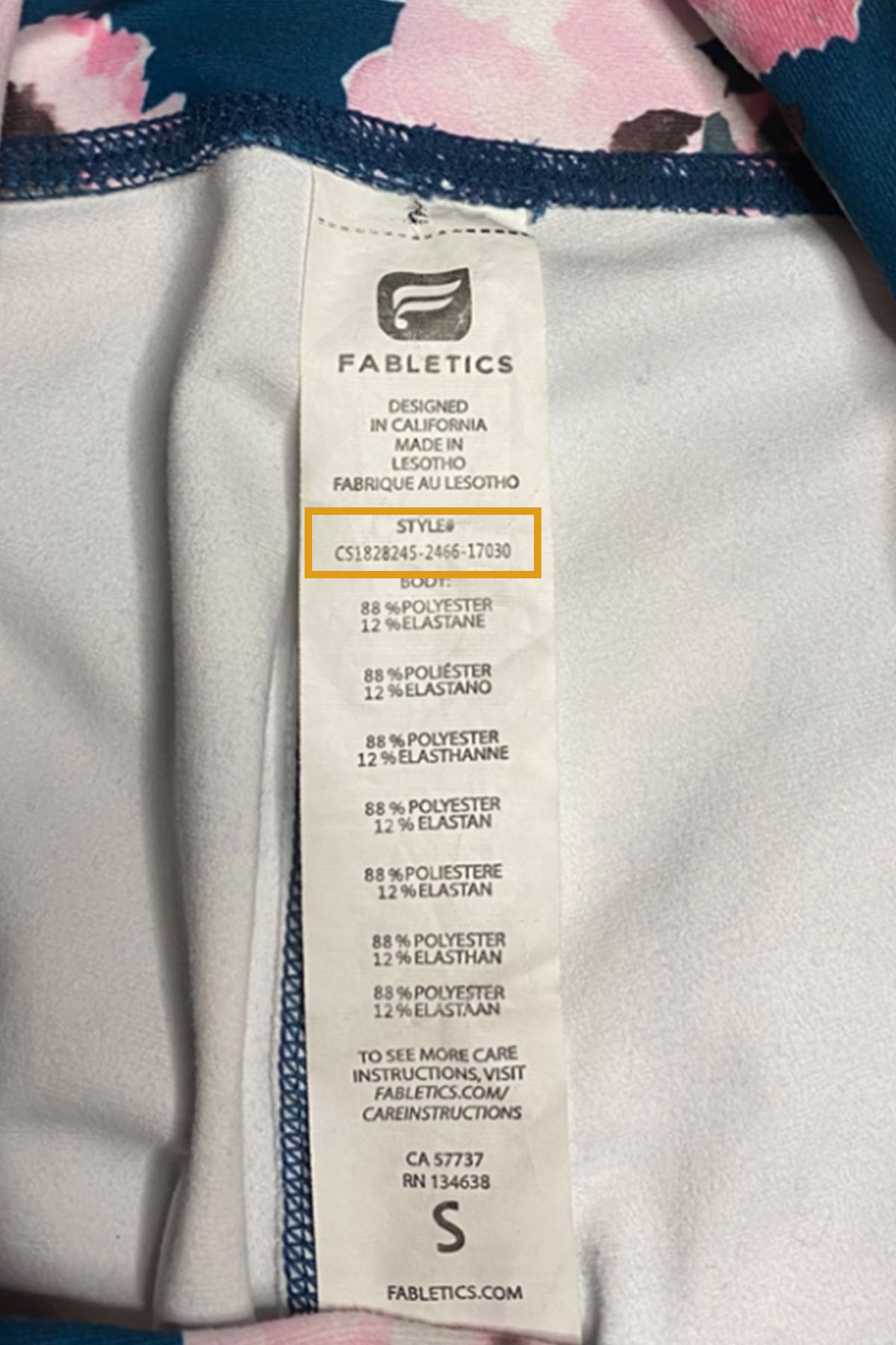a close up of a fabletics style number tag.