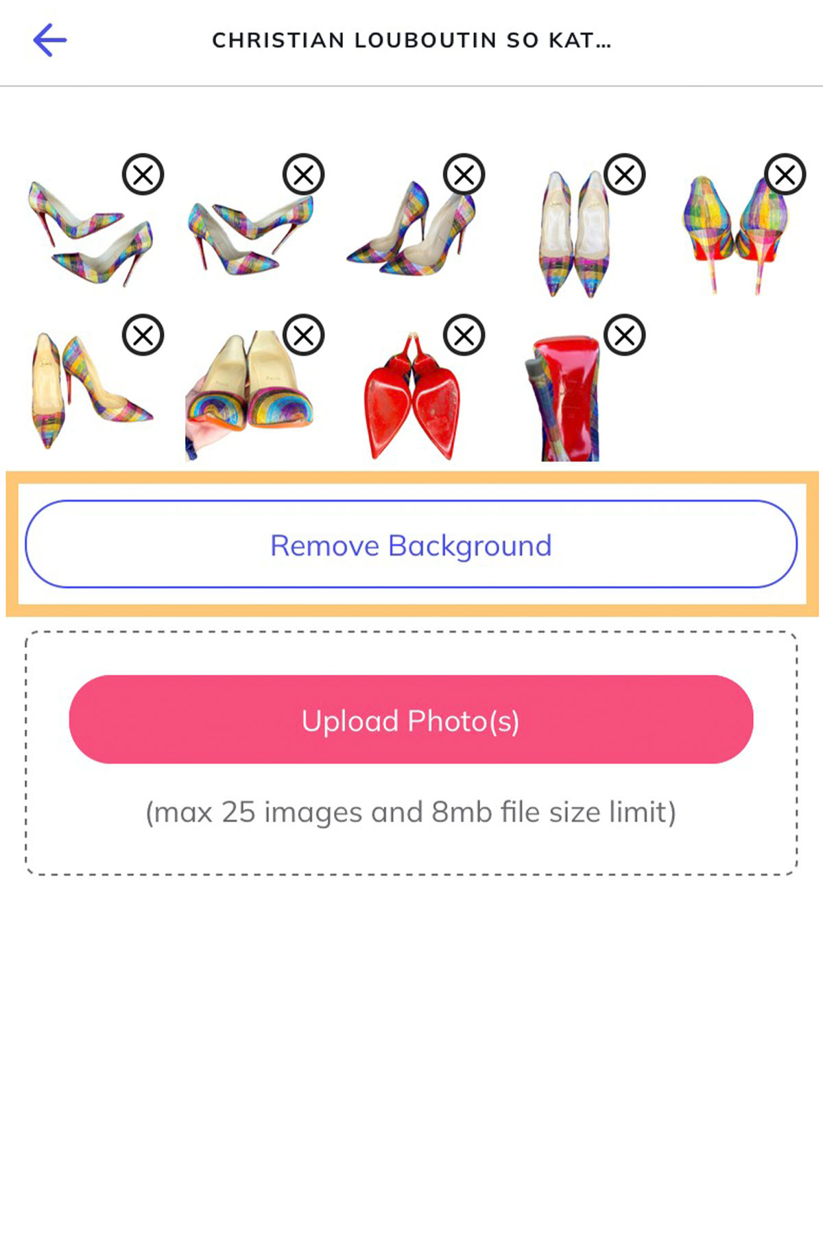 a screenshot of the vendoo app showing how to use the background remover.